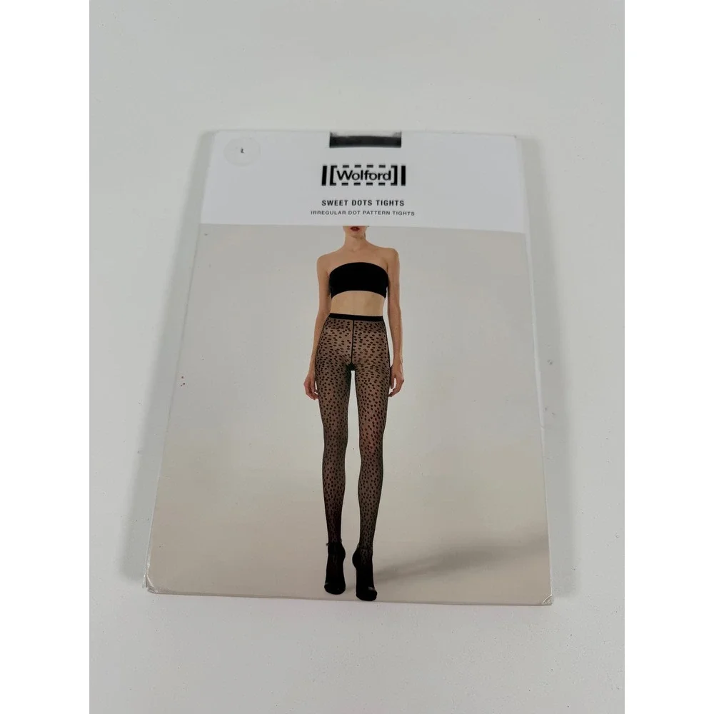 Wolford Sweet Dots Tights Wild Plum Irregular Dot Pattern 20 Denier Matte Large